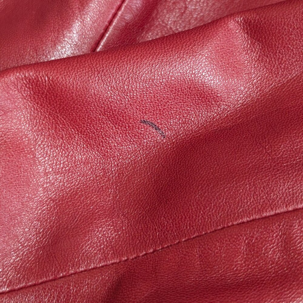Red Leather Asymmetrical Jacket - image 5